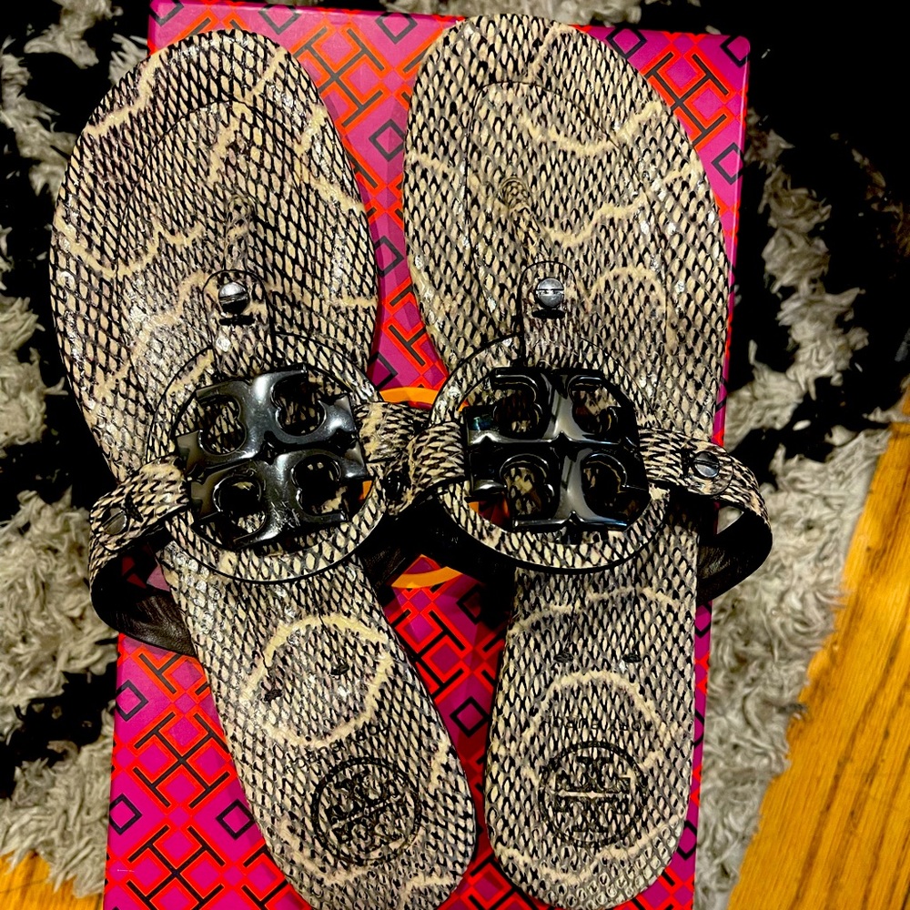 Tory Burch padded snakeskin Miller sandals
